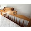 Image 9 : Wooden 4-Poster Colonial Bed w/ Carved Posts & Mattress 78" x 87"