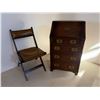 Image 1 : Wooden Secretary Desk w/ Drawers 21" x 17" x 37"H & Chair w/ Leather Seat