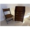 Image 2 : Wooden Secretary Desk w/ Drawers 21" x 17" x 37"H & Chair w/ Leather Seat
