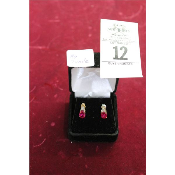 10K  YG  Ruby/Diamond Earrings - 2G