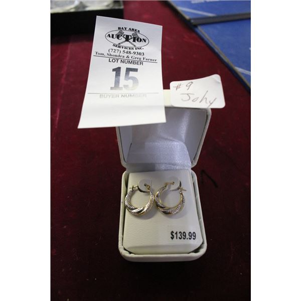 10K  YG Hoop w/Chip Diamond Earrings - 4G