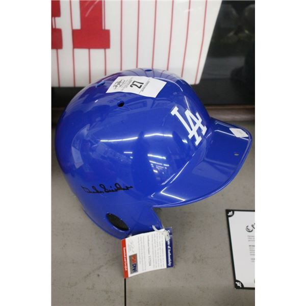 LA Autographed Batters Helmet Duke Snyder w/COA
