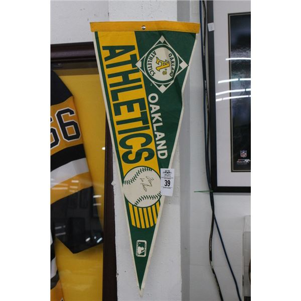 Tony Laruso Oakland Athletic Autographed Pennant
