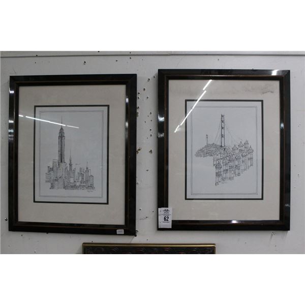 San Francisco/NYC Framed City Scape Sketches - 2