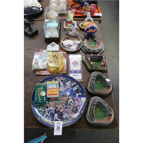 Large Lot of Baseball, Mets Memorabilia, Balls, Mini Stadiums, Collector Plate,