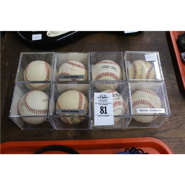 8-Autographed Baseball w/Berra, Musial - 8 X $