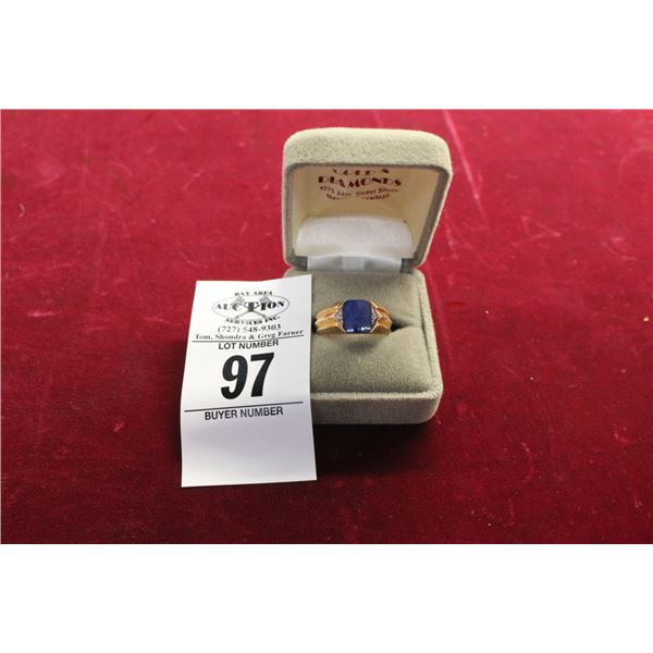 10K  YG  Ring w/Star Sapphire Synthetic Ring 6.2G