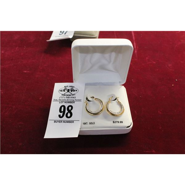 10K  YG  Hoop Earrings w/Diamond Chips - 1.1G