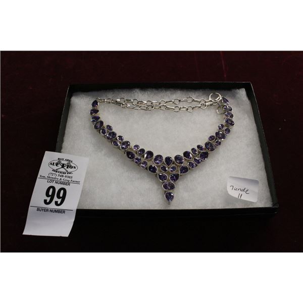 SS Necklace w/Tanzanite  2.3  oz.