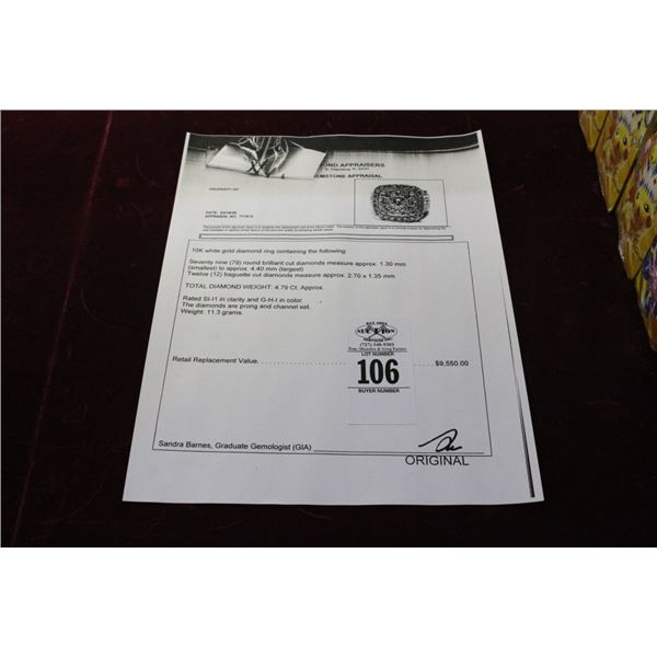 10K  WG  Diamond Ring w/79 Round Cut Diamonds and 12 Baguette Cut Diamonds