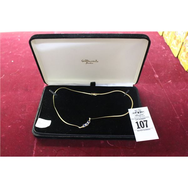 14K  YG Necklace w/Sapphires  6.2G