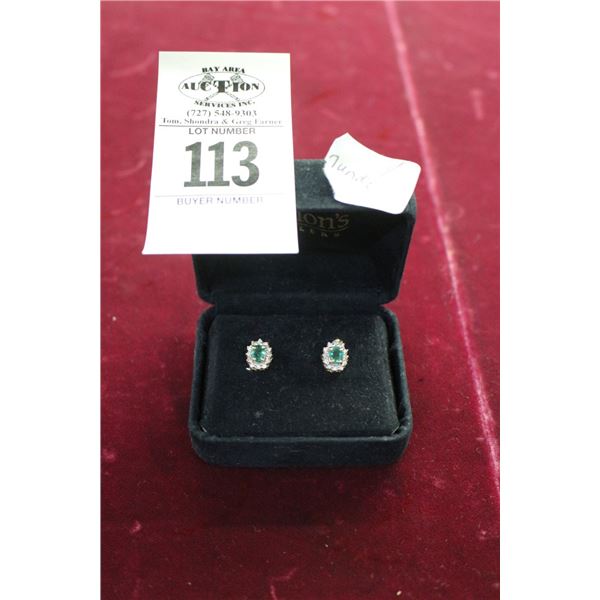 10K  YG  Diamond/Emerald Earrings - 1.8G