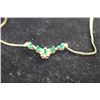 Image 2 : 14K  YG  Necklace w/Emerald Stones - 7.3G