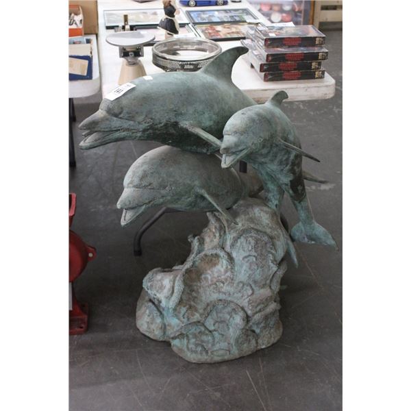 Bronze Cast 3'   3 Dolphin Statuary