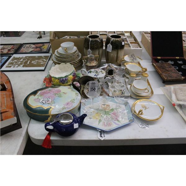 China, Vases, Painted Vanity Box, Etched Stems, Table Décor