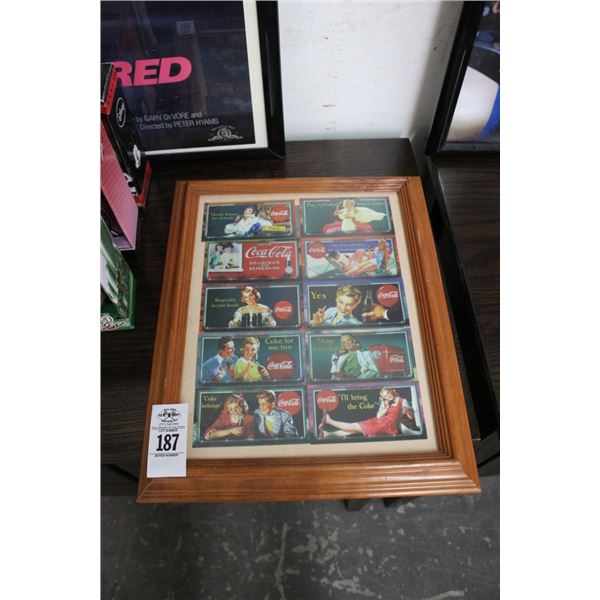 Framed Vintage Coca Cola Post Cards