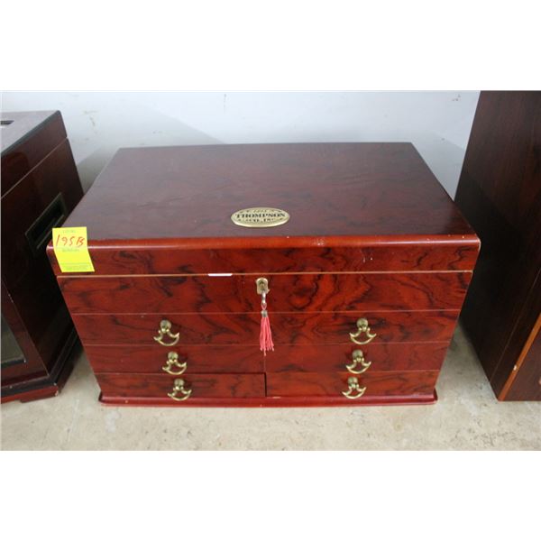 Thompson Cherry Burl Locking Cigar Humidor
