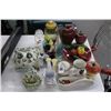 Image 1 : Floral Painted Frog, Fruit, Lidded Dishes, Jars, Glassware Table Décor