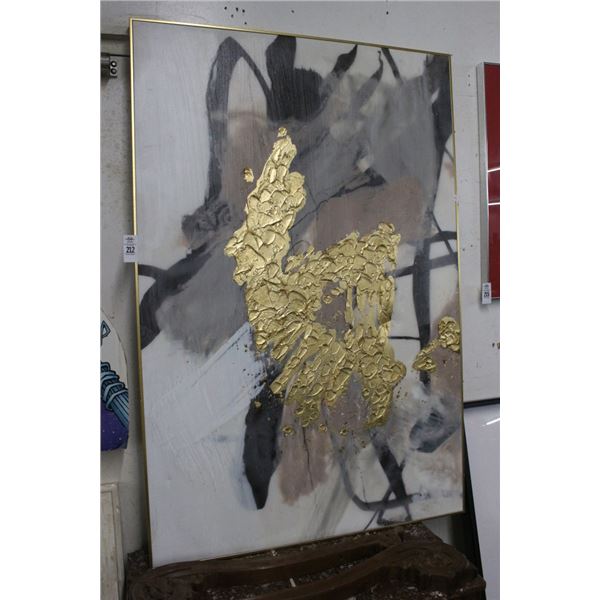 Gold Framed Oil On Canvas Abstract Wall Art -  3'  X  5'