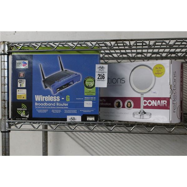 Conair Lighted Vanity Mirror, Wireless Broadband Router