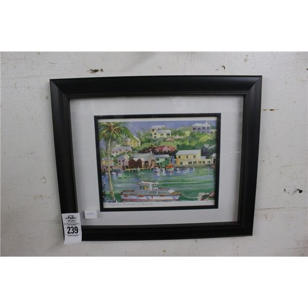 Framed Wall Art Bermuda Sea Scape Artist Signed - 12"  X  16"