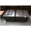 Image 1 : Mocha Leather Ottomans - Pair