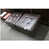 Image 2 : Mocha Leather Ottomans - Pair