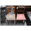 Image 1 : Mahogany Floral Carved Padded Antique Chairs - 2
