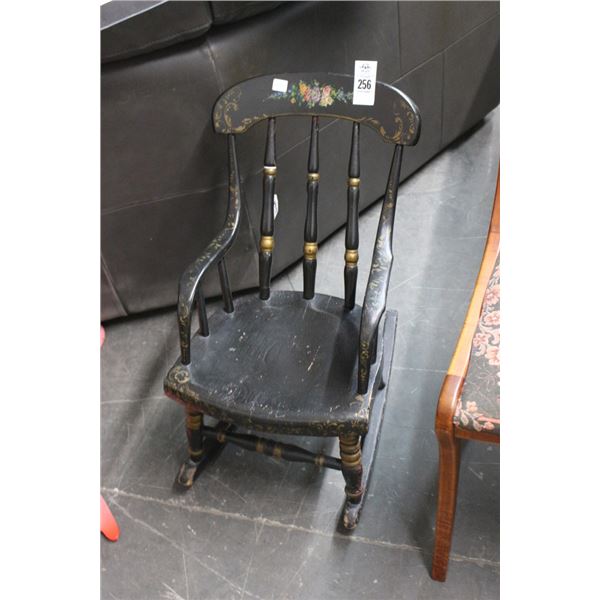 Floral Painted Hitchcock Style Child Rocker