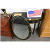 Image 1 : Hitchcock Style Black w/Gold Trim Half Moon Hall Table w/Oval Mirror
