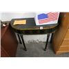 Image 2 : Hitchcock Style Black w/Gold Trim Half Moon Hall Table w/Oval Mirror