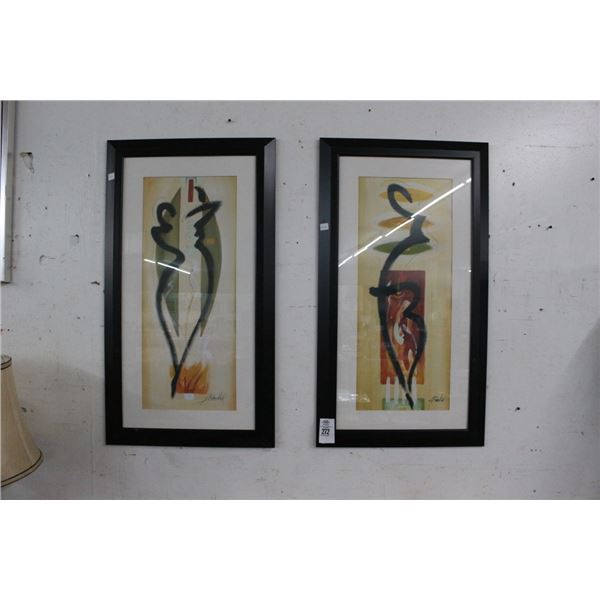 Contemporary Abstract Wall Art Signed Sockel - Pair