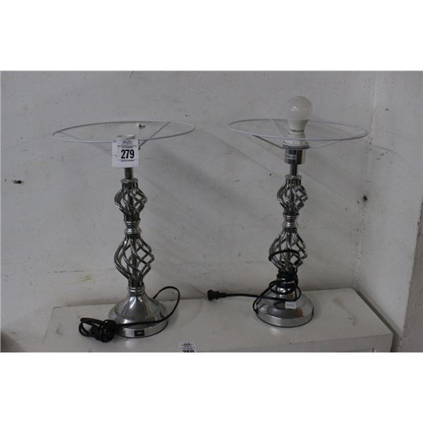 Chrome Lamps - Pair - No Shades