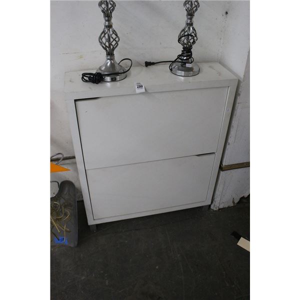 White Slim Shoe Cabinet w/Tip Drawers