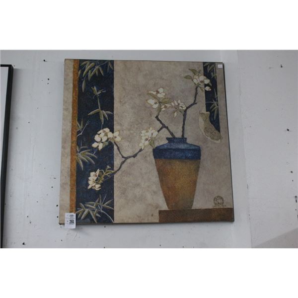 Oil On Canvas Oriental Floral Still Life Signed Gretchen - 30"  X  30"