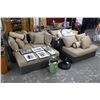 Image 1 : Grey Wicker Style Padded Patio 3 Section Sofa w/Ottoman