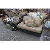 Image 2 : Grey Wicker Style Padded Patio 3 Section Sofa w/Ottoman
