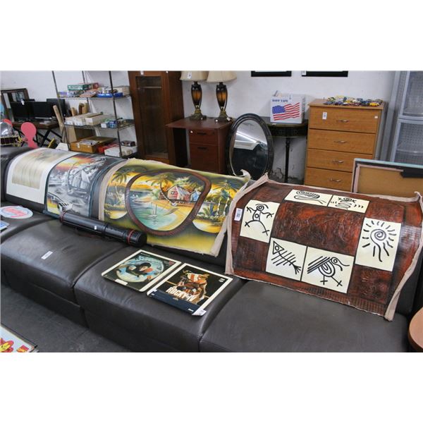 Colorful Unframed Sea Scape Oil on Canvas/Indian Metallic/Floral Artist Signed