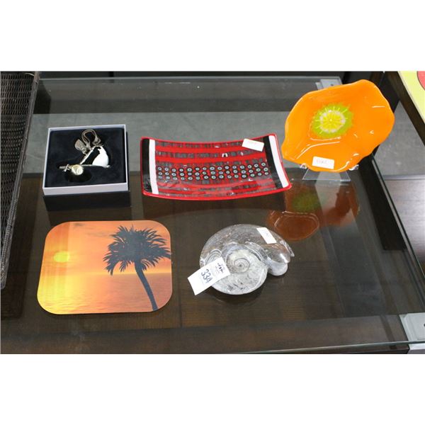 Art Glass Dishes 2, Stone Shell Sea Ashtray, Mouse Pad, Hanging Décor