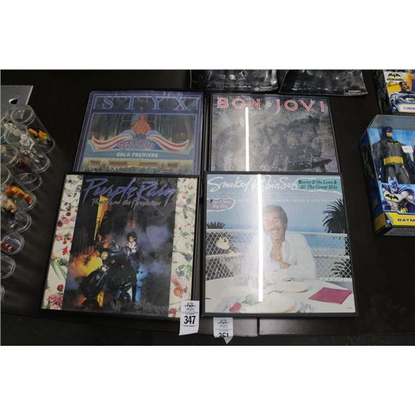 Framed Album Covers Rock Promotions, Prints, Sticks, Bon Jovi, Smokey Robinson - 4