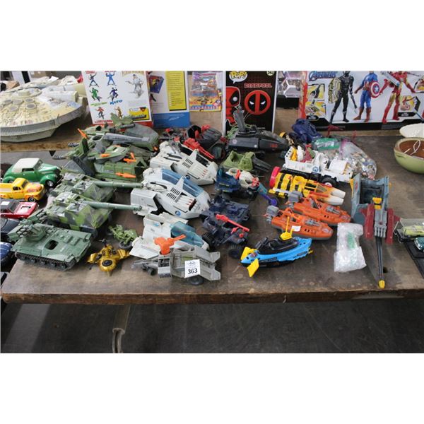 Large Lot of GI Joe/Tanks/Boats/Battleships/Figurines/Accessories