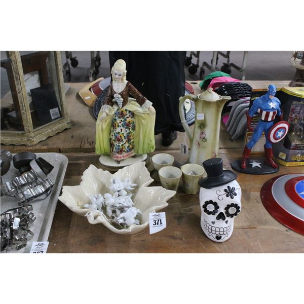 Porcelain Angel Ornaments, Floral Pitcher, Mugs, Porcelain Provincial Figurine