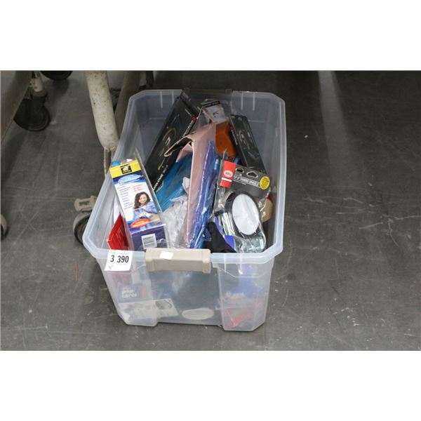 Pet Cleaning Products, Theater Stand, Scissors, Training Wheels, Home Goods in Bin