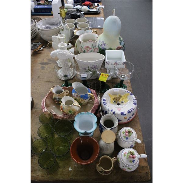 Parrot Porcelain Candle Sticks, Lamps, Stems, Cat Dish, Table Décor