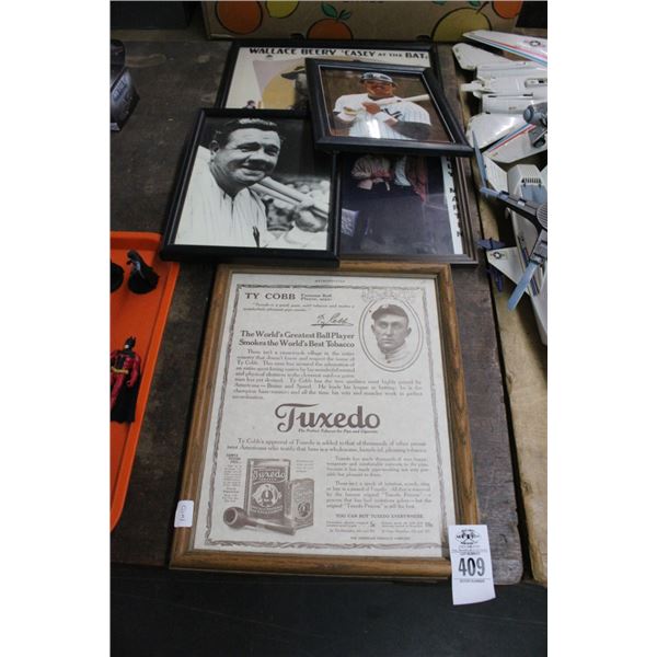 Asst. Vintage Baseball Photos, Promotion w/Ty Cobb