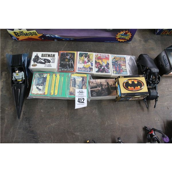 Batman Figurines w/Jet, Motorcycle, Collector Trading Cards