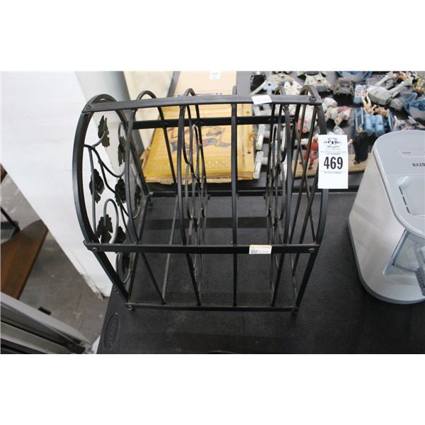 Ornamental Metal Wine Rack w/Floral Motif