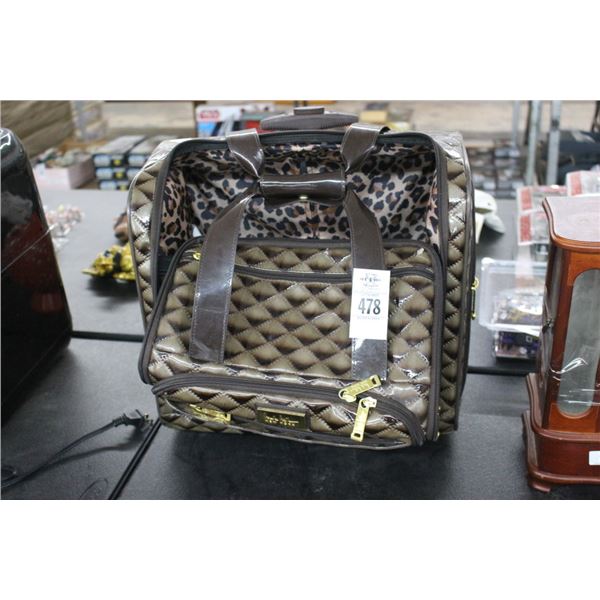 Nicole Miller Rolling Leather Carry On