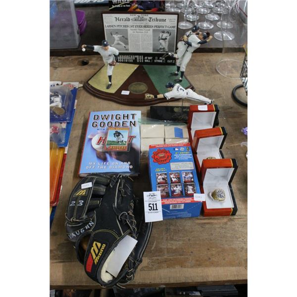 NY Yankees World Series Collector Rings 3, Vaughn # 3 Glove, Dwight Goodwin