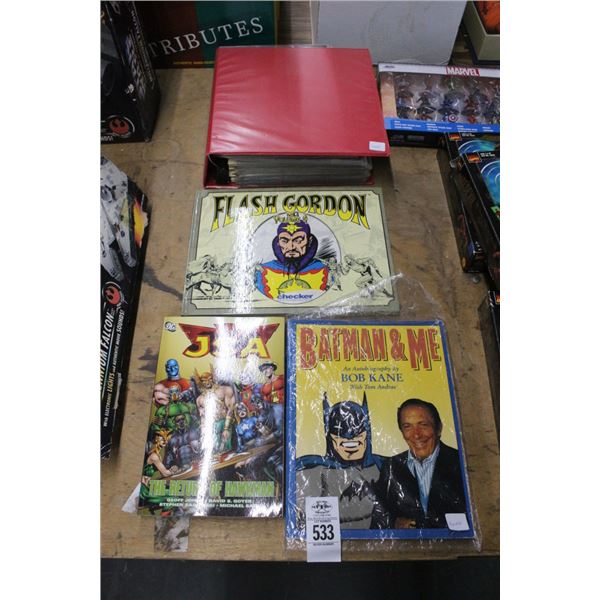 Large Album w/Comic Trading Cards, Flash Gordan, Batman, JSA Books